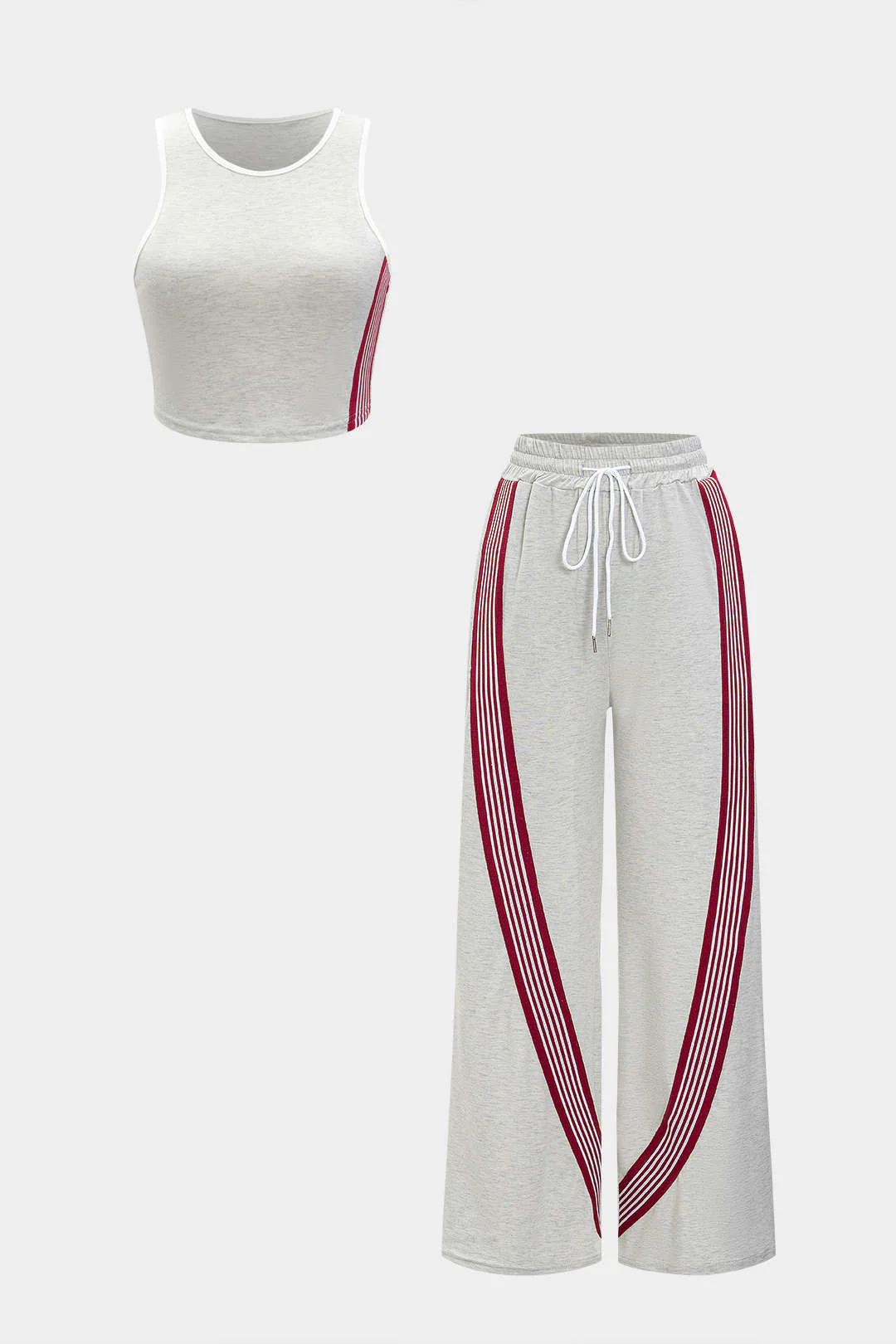 Stripes Tank Top And Wide Leg Pants Set