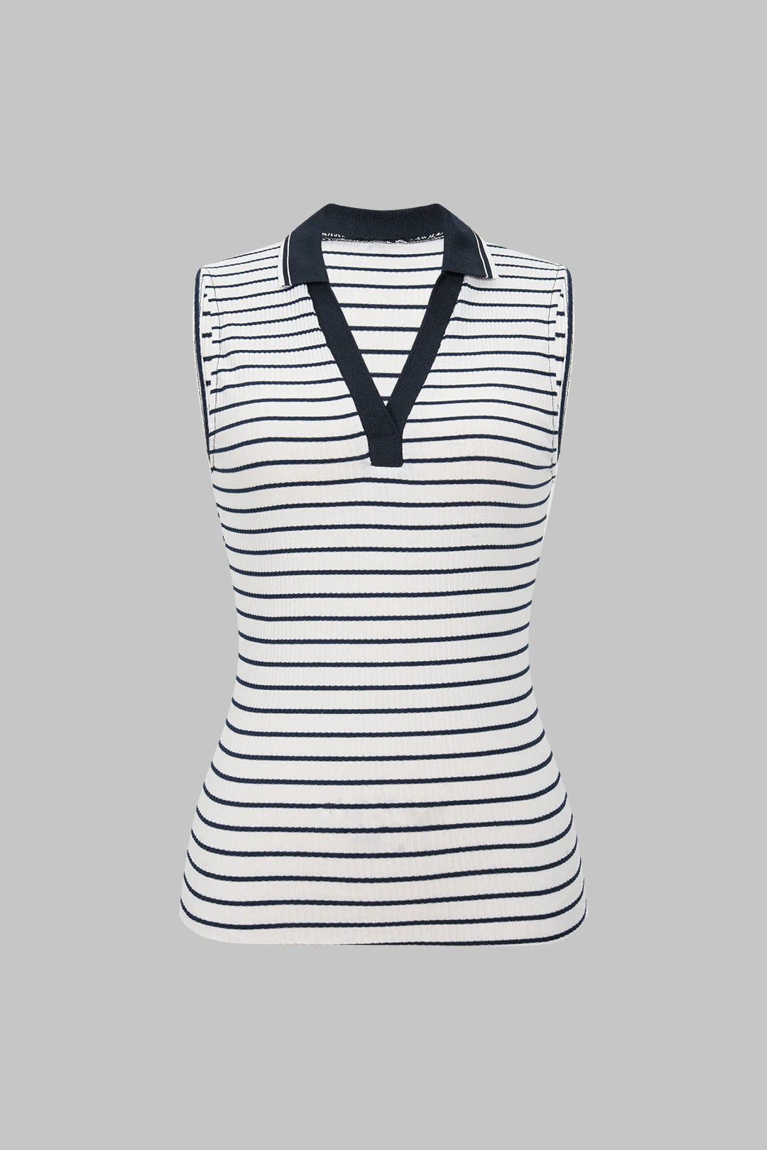 Stripes Print Ribbed Slip Tank Top