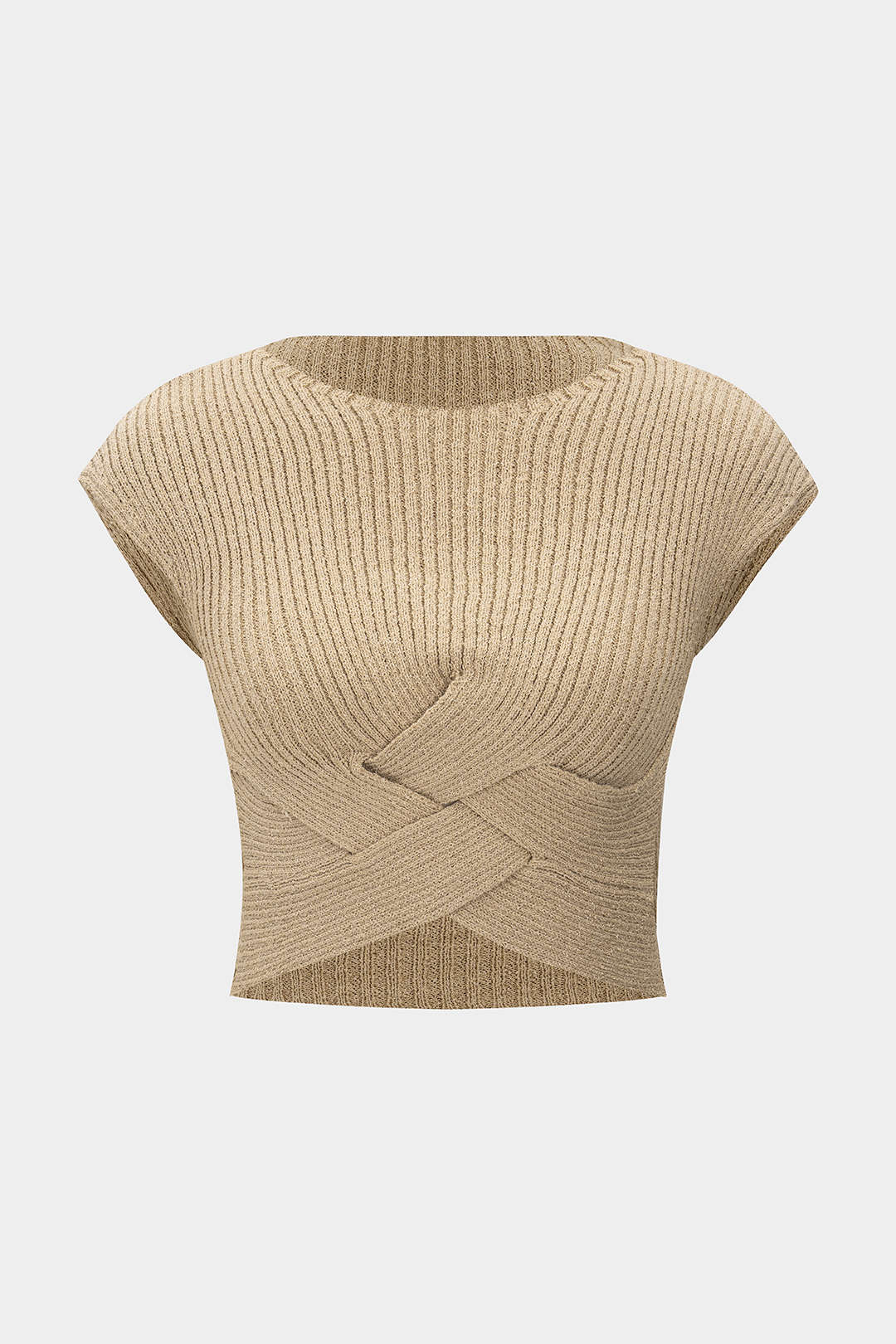 Knit Crossed Short-Sleeve Tank Top