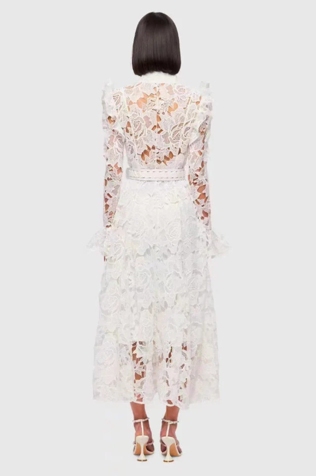 Aliyah Lace Butterfly Sleeve Midi Dress